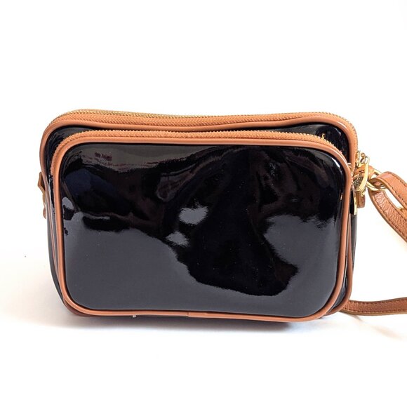 Valentina Black Patent Leather Crossbody Purse Bag - Picture 2 of 12